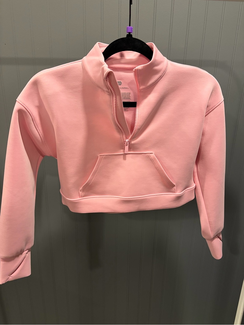 Girl’s All in Motion Cropped Pink Pullover